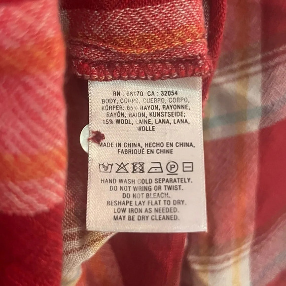 ANTHRO AKEMI + KIN Lucie Plaid Red Flannel Longlined Buttondown Top Tunic - Picture 8 of 10